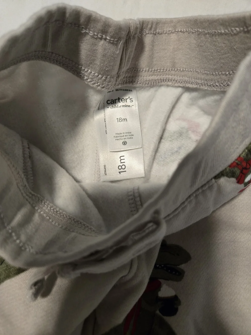 Carter's Cream Hoodie and Joggers with Green Dino and Red Accents